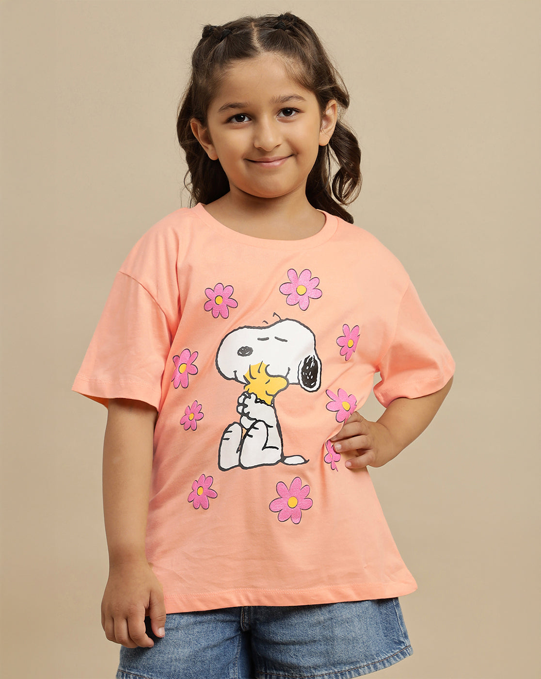 Snoopy Printed Oversized Tshirt For Girls