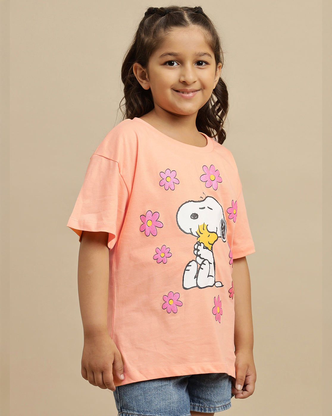 Snoopy Printed Oversized Tshirt For Girls
