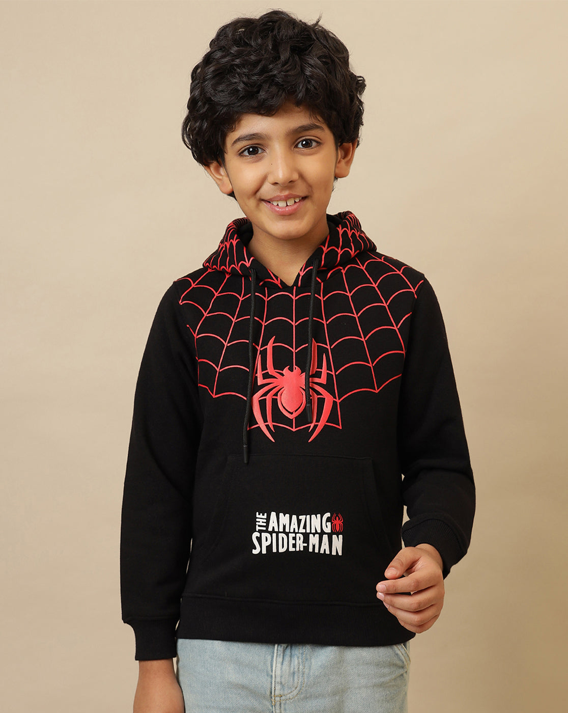 Spiderman Printed Regular Fit Hoodie For Boys