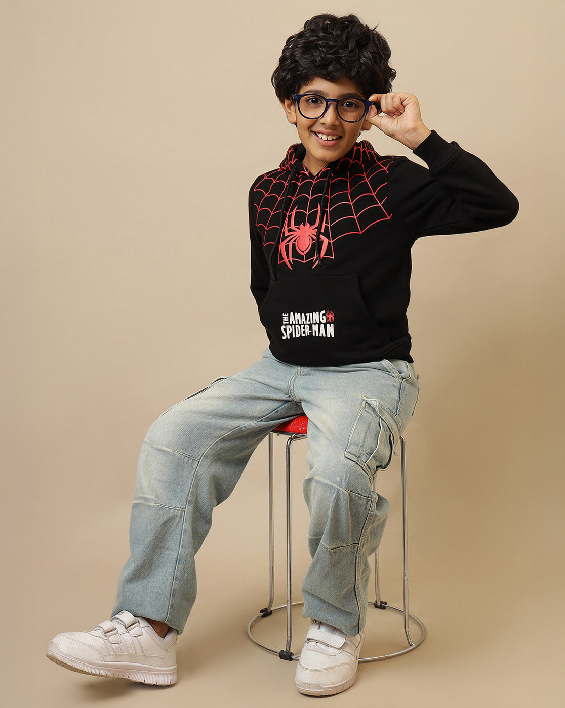 Spiderman Printed Regular Fit Hoodie For Boys