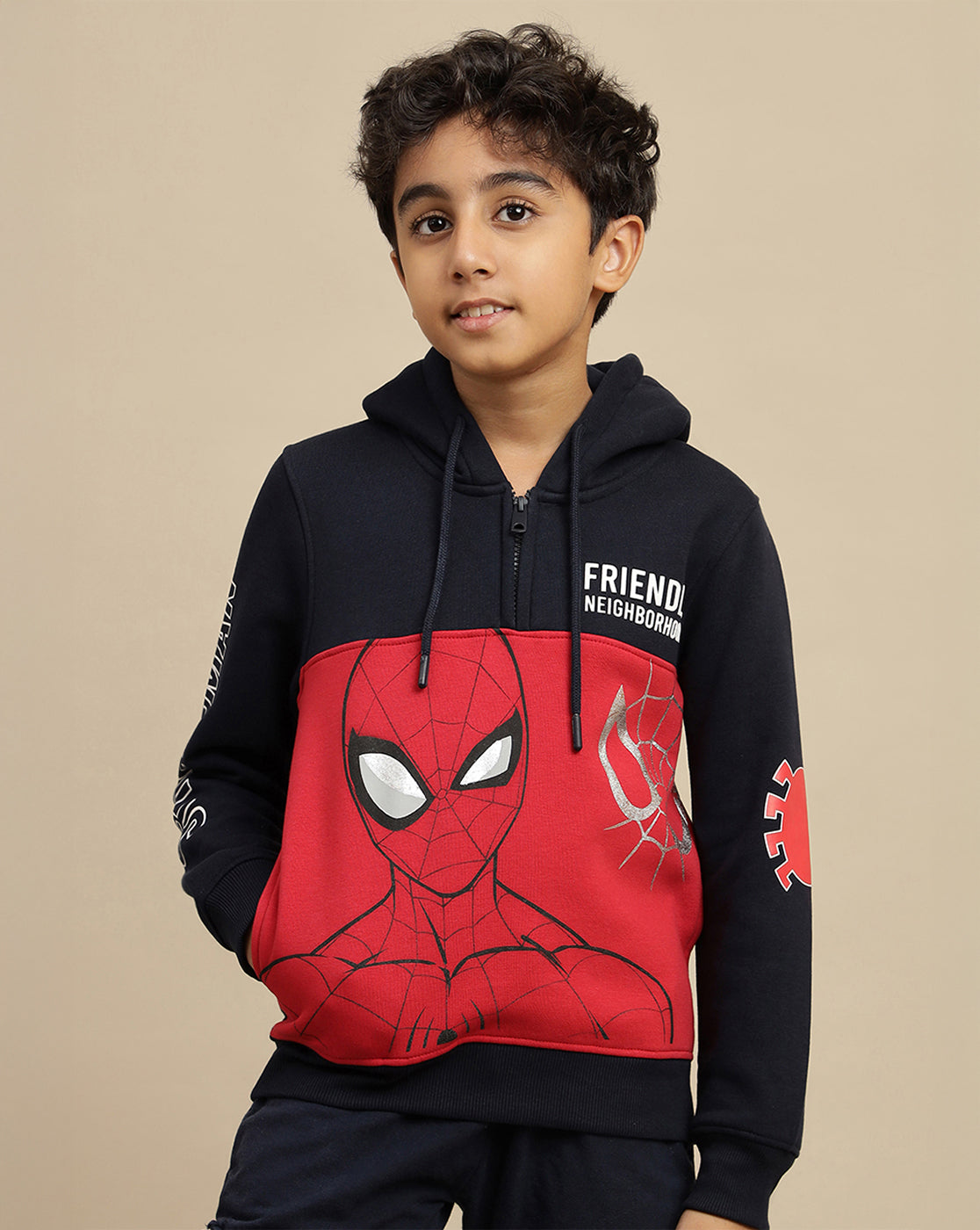 Spiderman Printed Regular Fit Hoodie For Boys