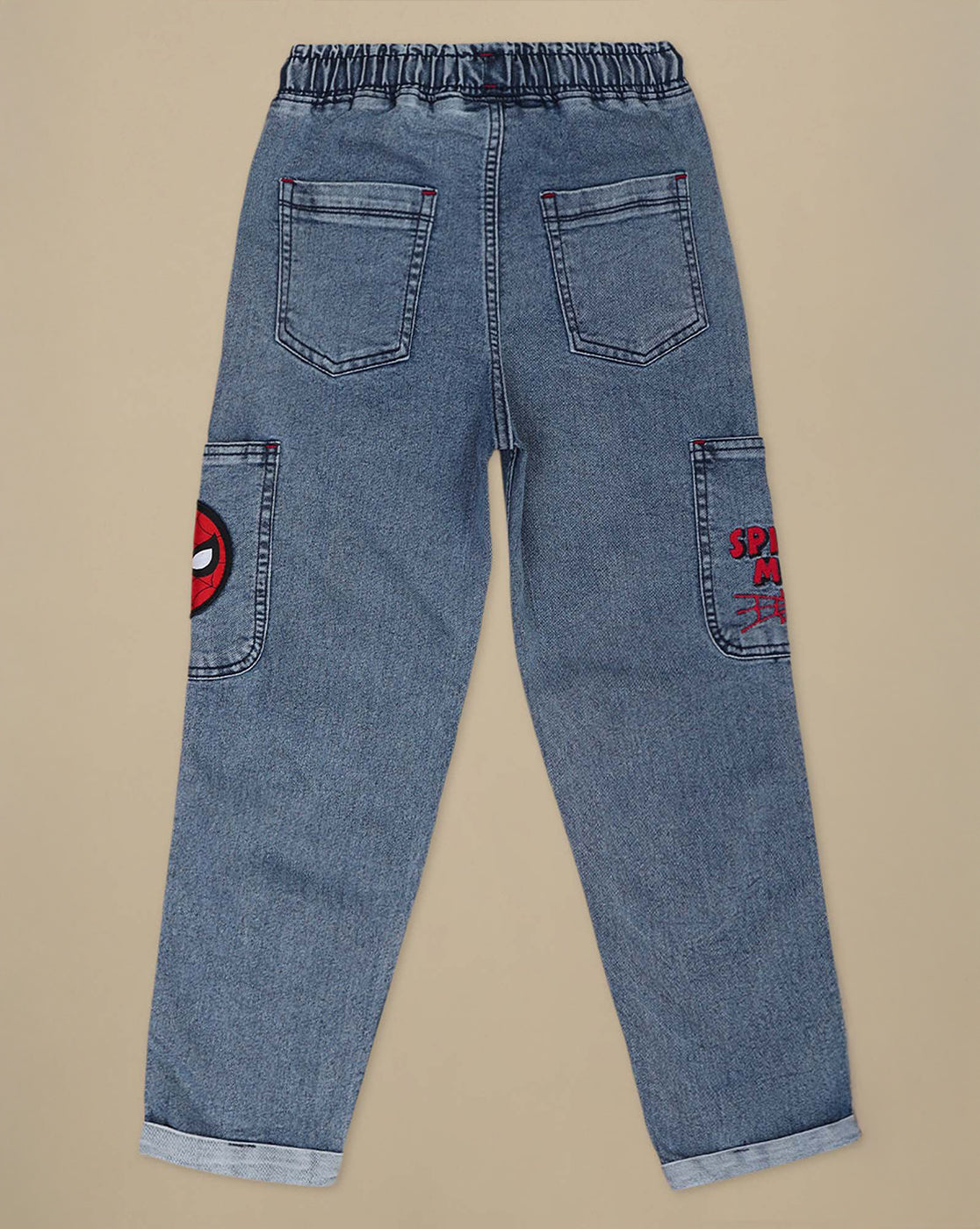 Spiderman Printed Regular Fit Denim Jogger For Boys