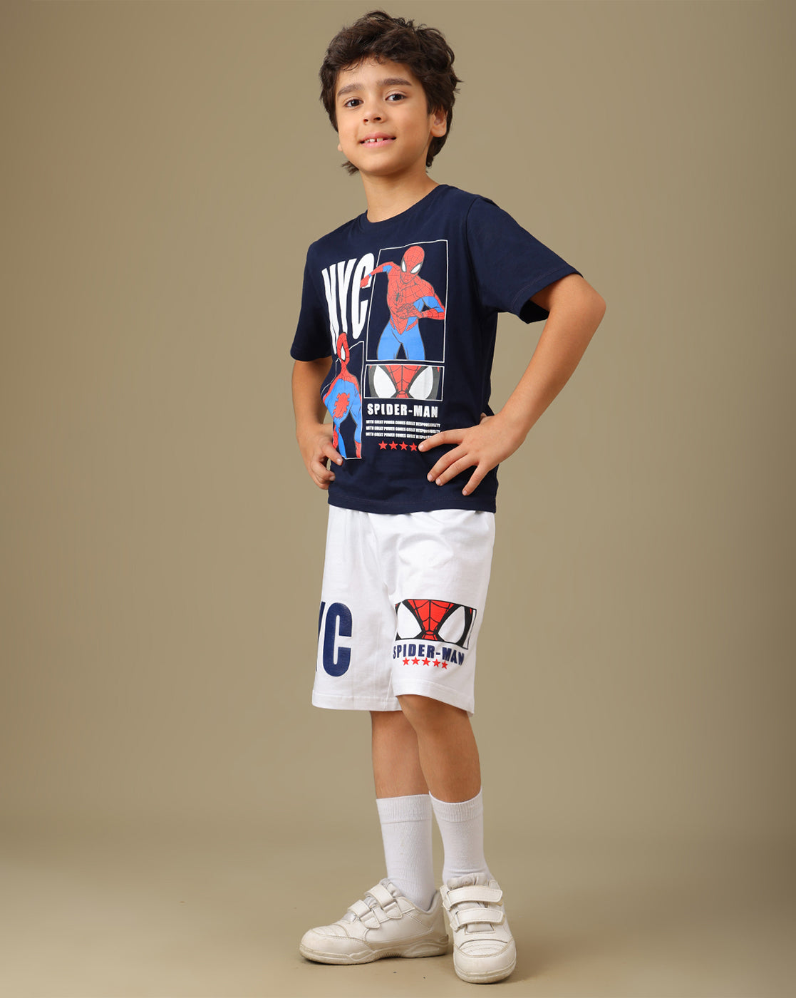 Spiderman Printed T-Shirt & Short Set For Boys