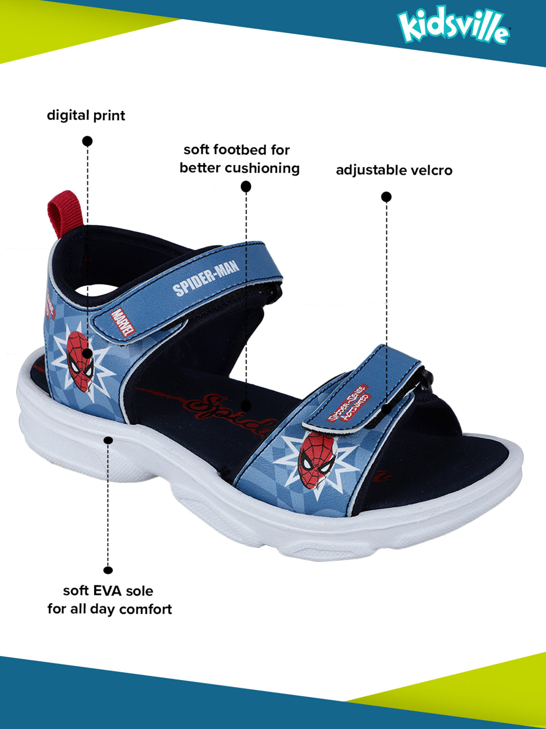 Kids Boys Captain America Printed Navy Blue Sandals