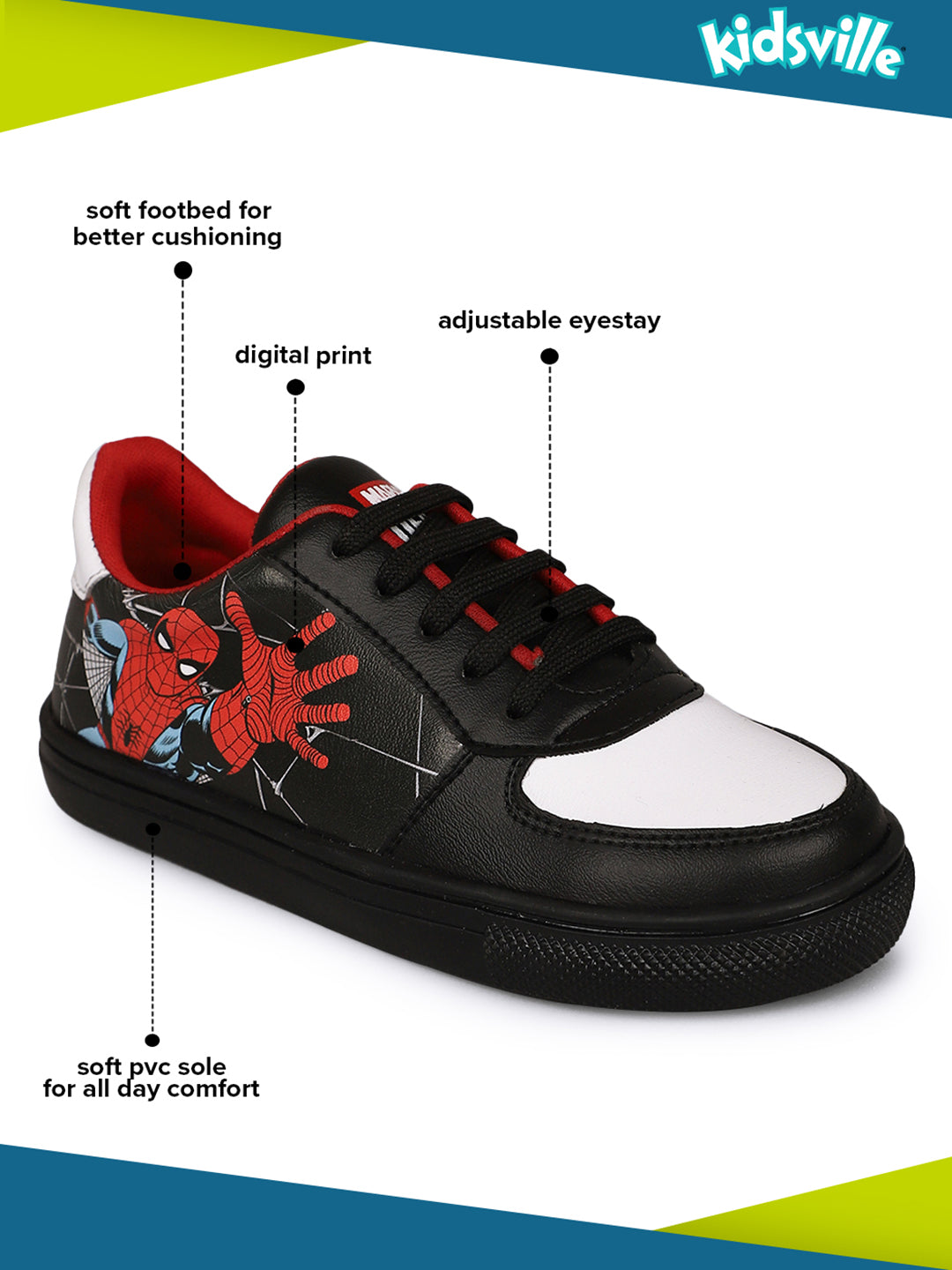 Kids Boys Printed Black Shoes