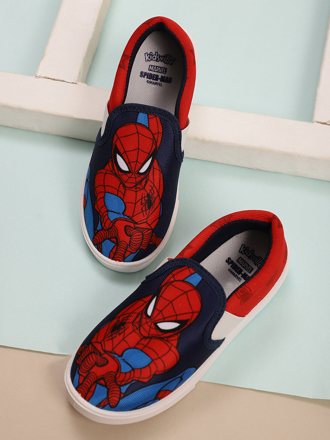 Kids Boys Spiderman Printed Navy Blue Canvas