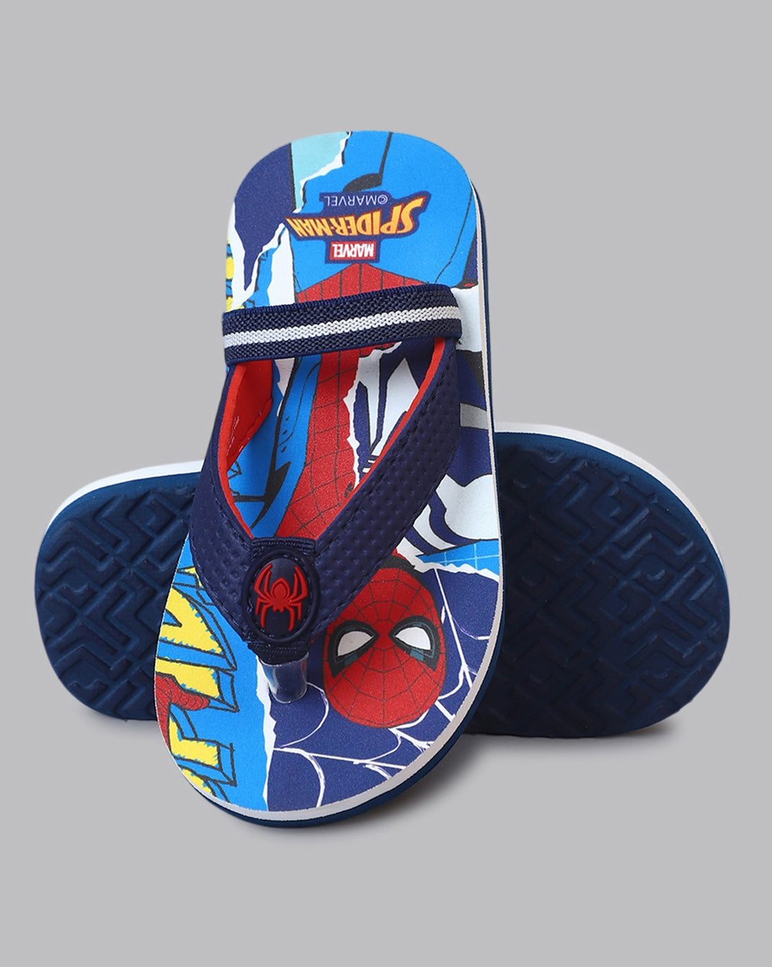 Spiderman Printed Navy Blue Flip-Flops For Kids Boys
