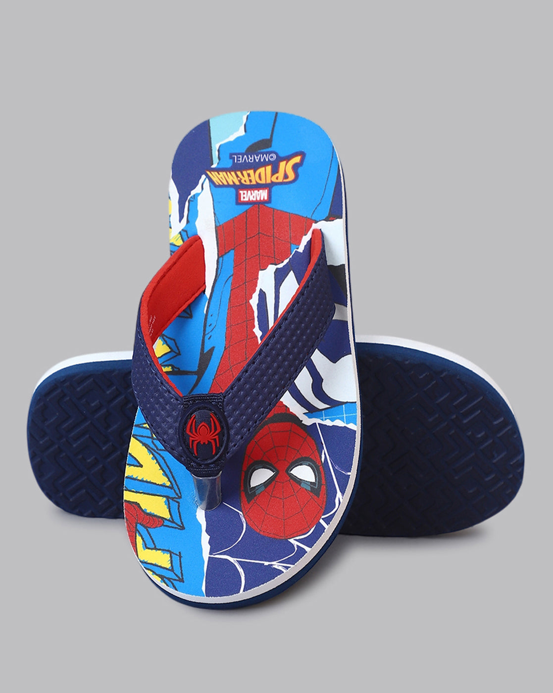 Spiderman Printed Navy Blue Flip-Flops For Kids Boys
