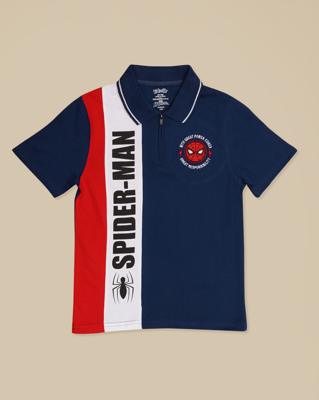 Spiderman Printed Regular Fit Polo-T-Shirt For Boys