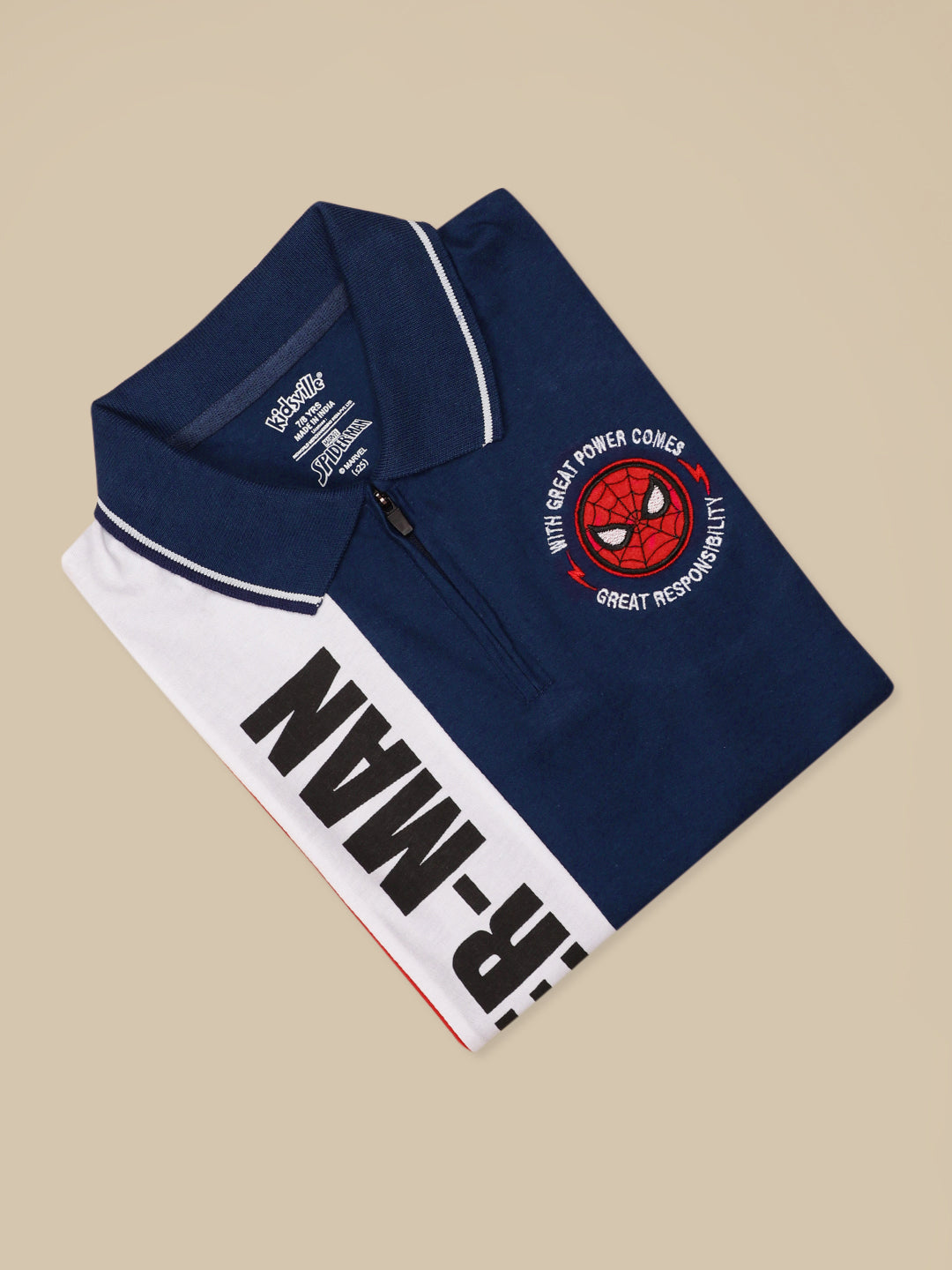 Spiderman Printed Regular Fit Polo-T-Shirt For Boys