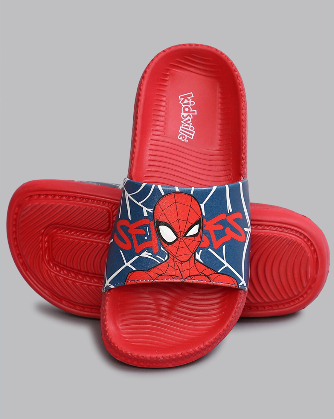 Spiderman Printed Red Sliders for Boys