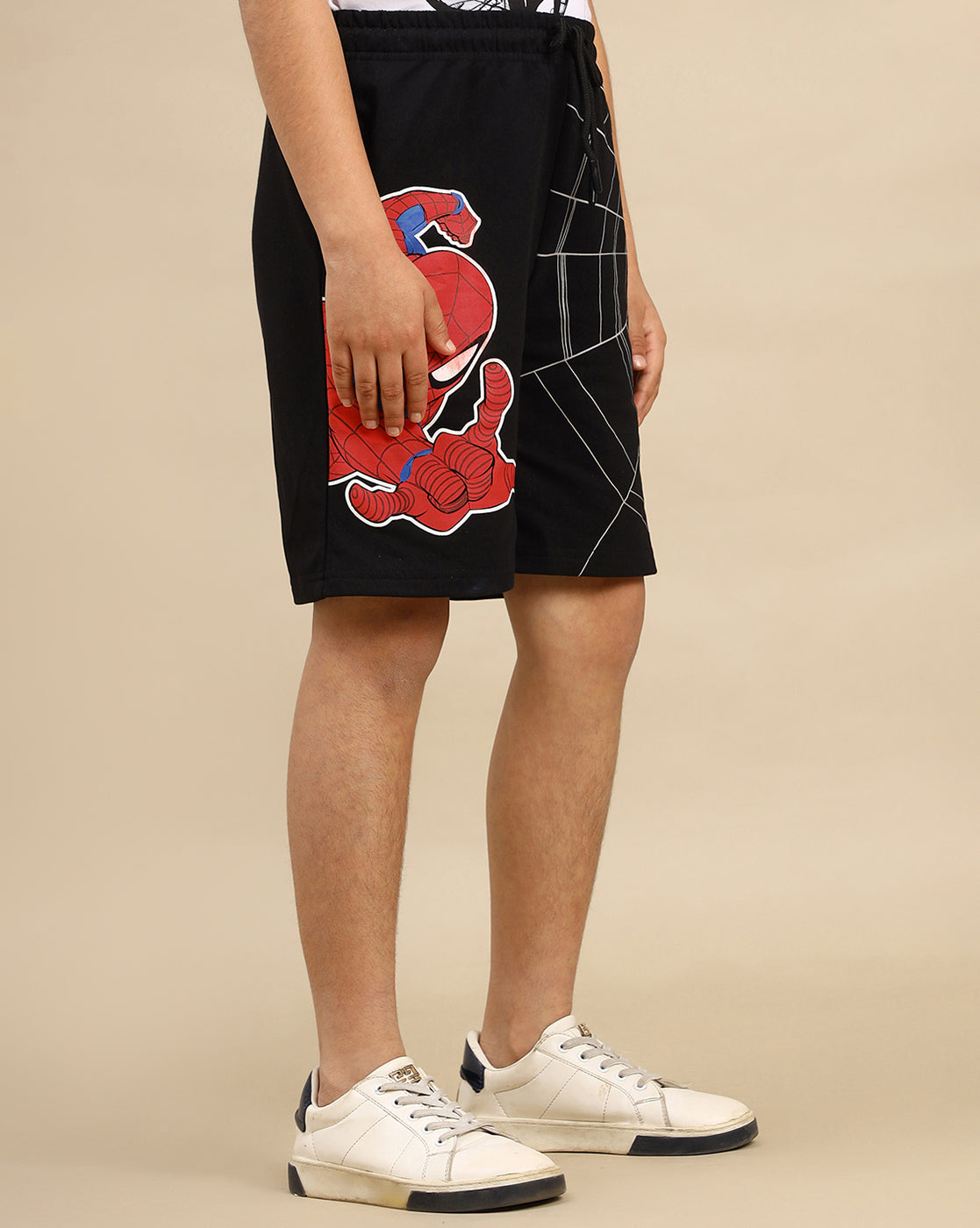 Spiderman Printed Regular Fit Shorts For Boys