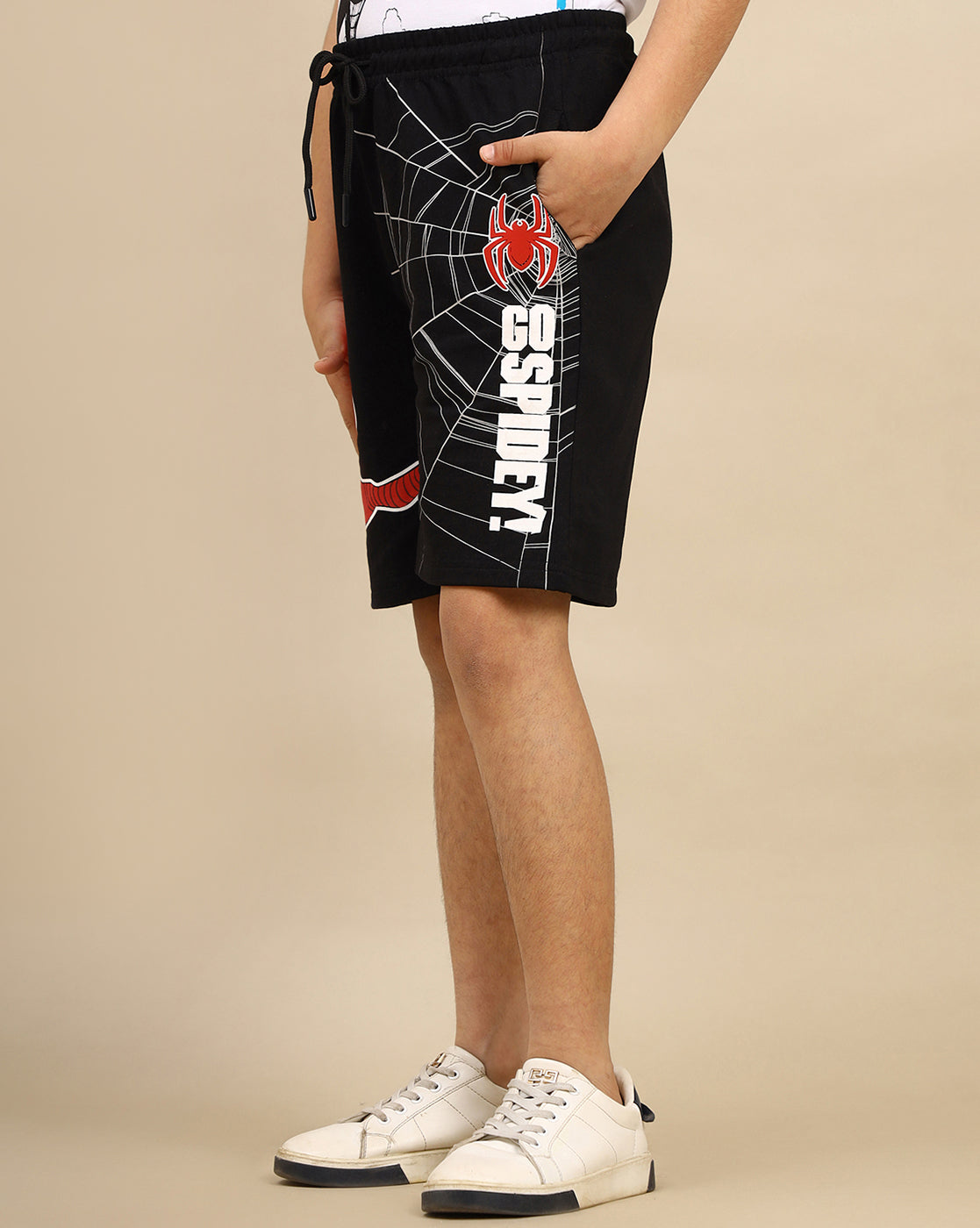 Spiderman Printed Regular Fit Shorts For Boys