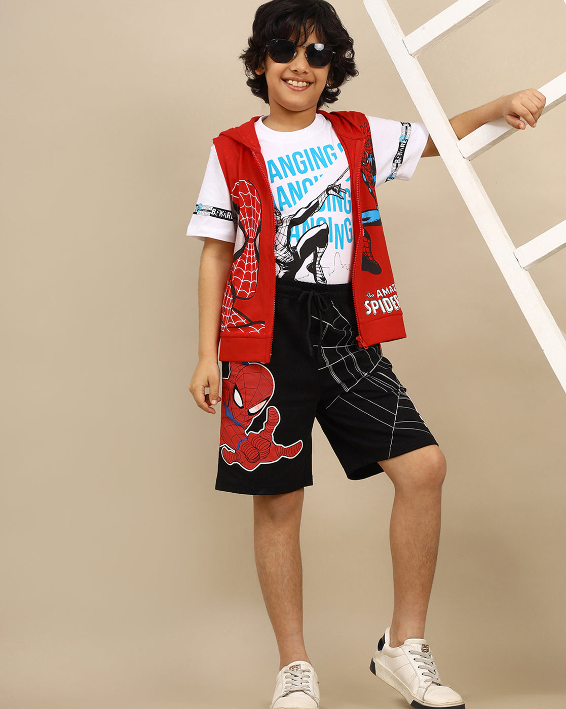 Spiderman Printed Regular Fit Shorts For Boys