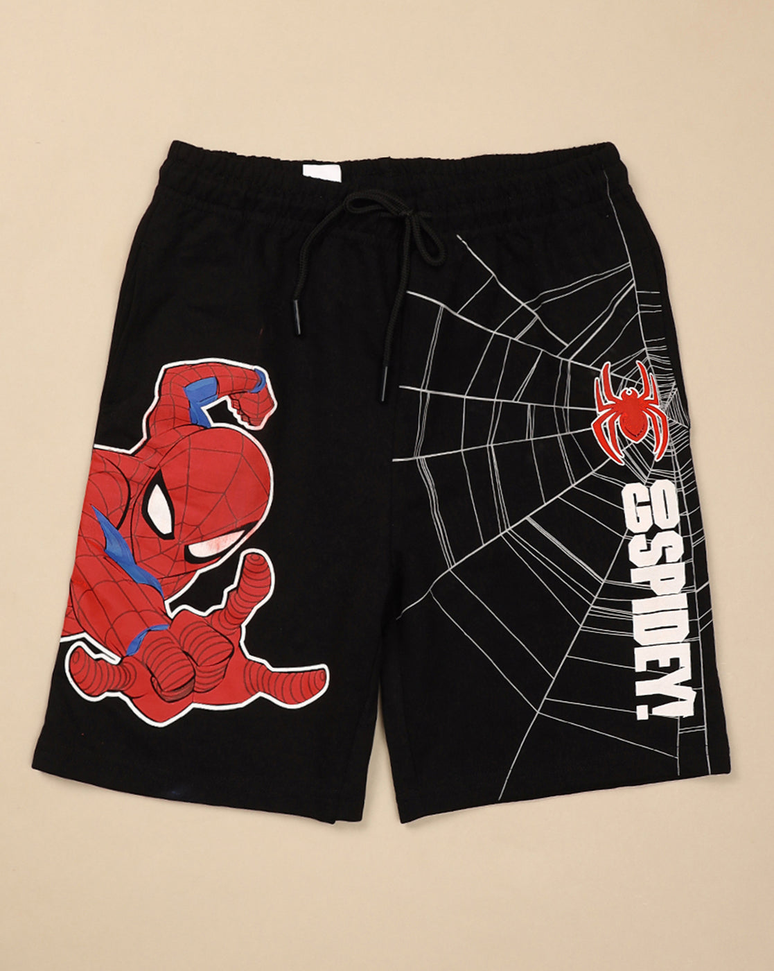 Spiderman Printed Regular Fit Shorts For Boys