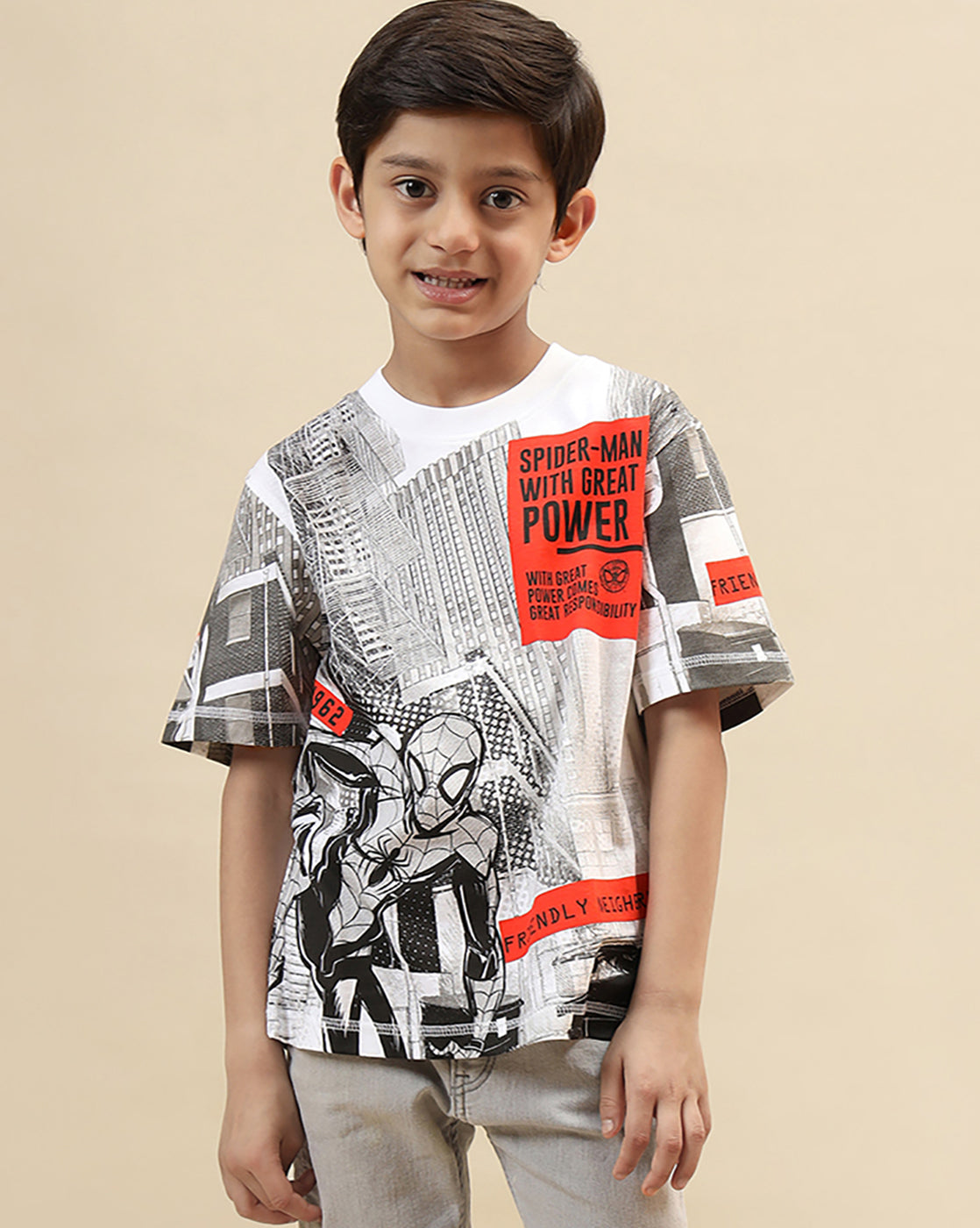 Spiderman Printed Regular Fit Tshirt For Boys