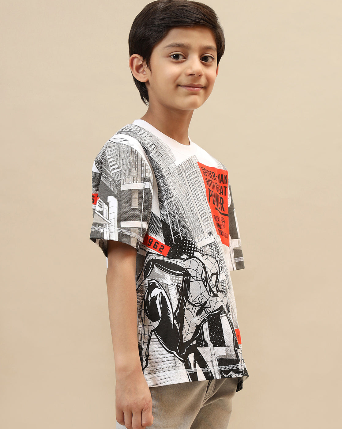 Spiderman Printed Regular Fit Tshirt For Boys