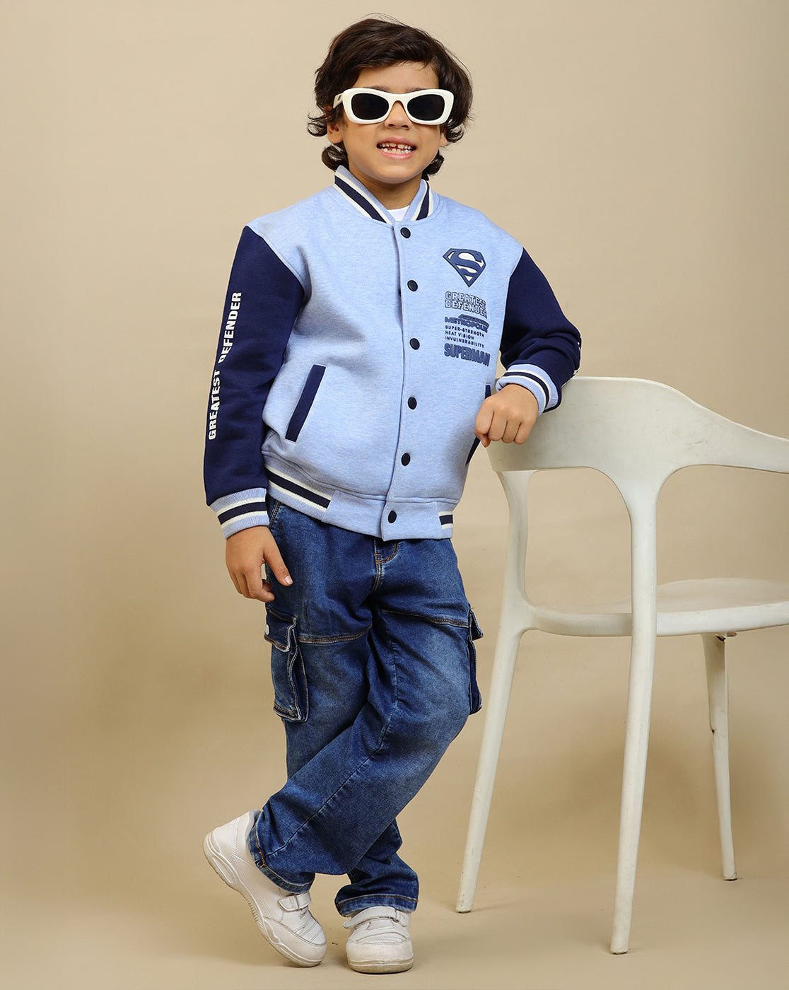 Superman Printed Varsity Jacket For Boys