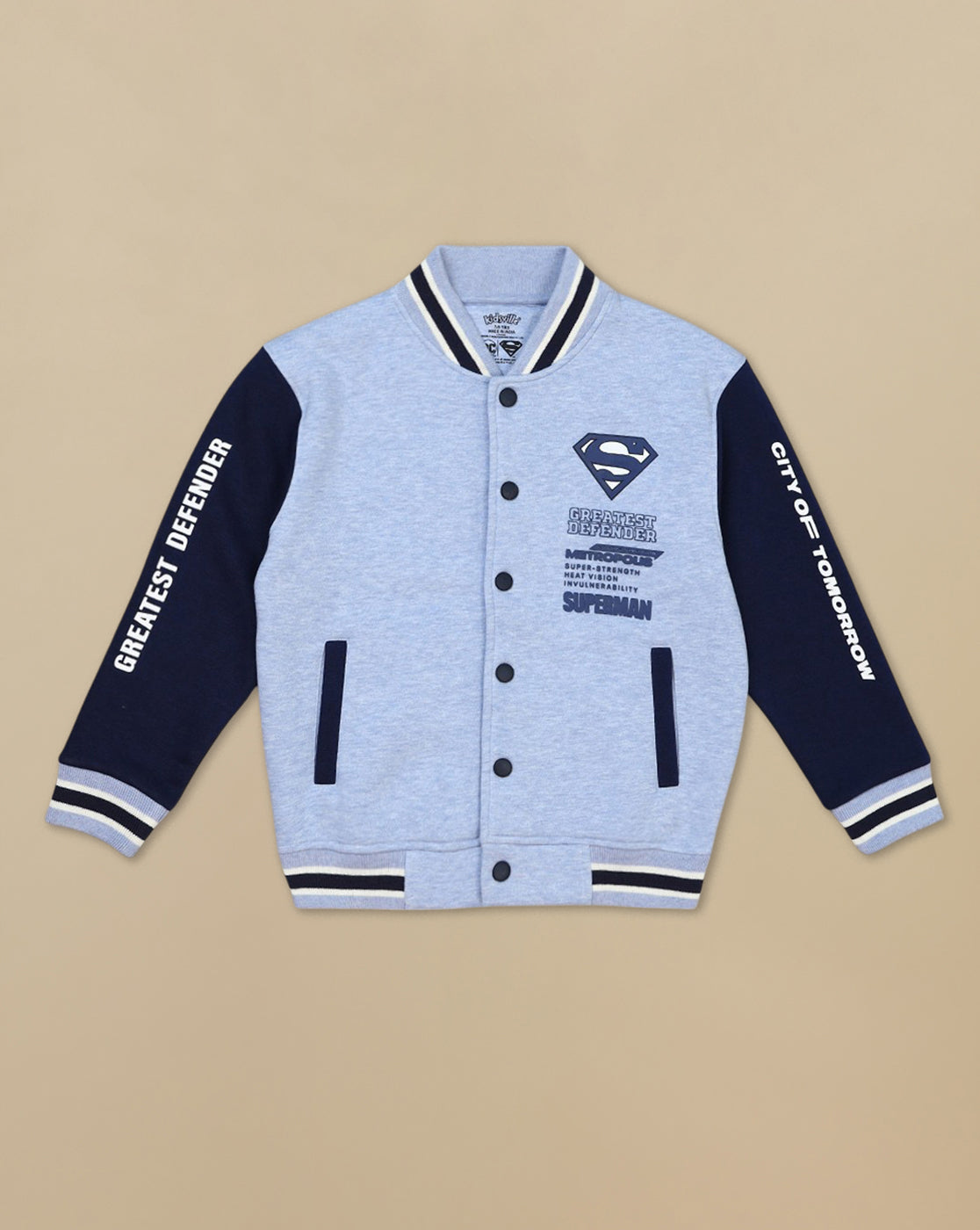 Superman Printed Varsity Jacket For Boys
