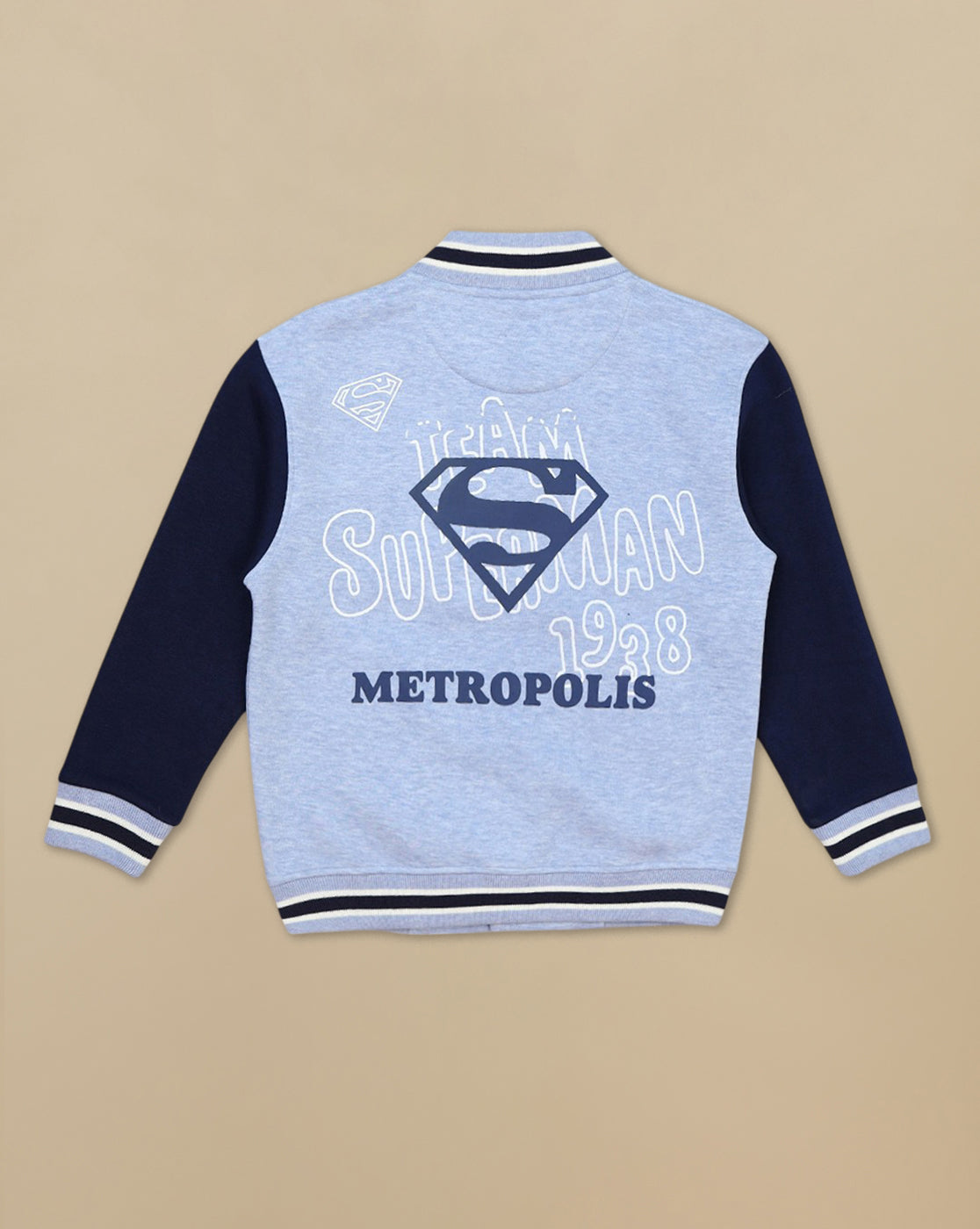 Superman Printed Varsity Jacket For Boys