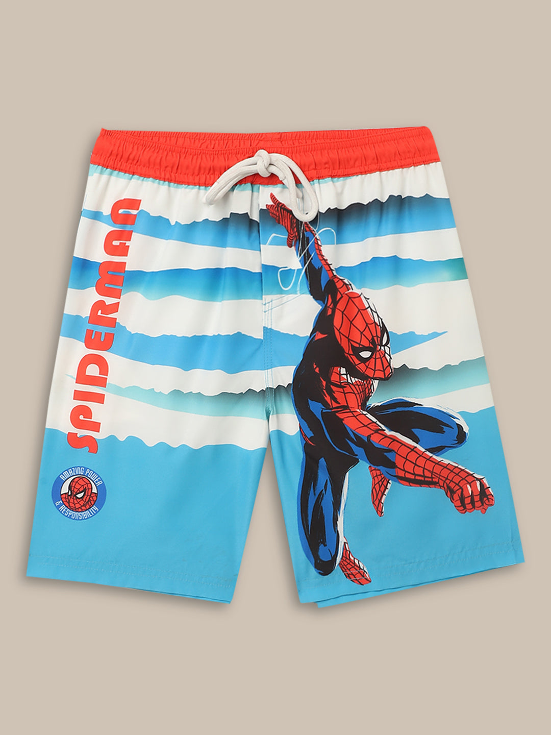 Spiderman Printed T-Shirt & Borad Shorts Co-Ords Set For Boys