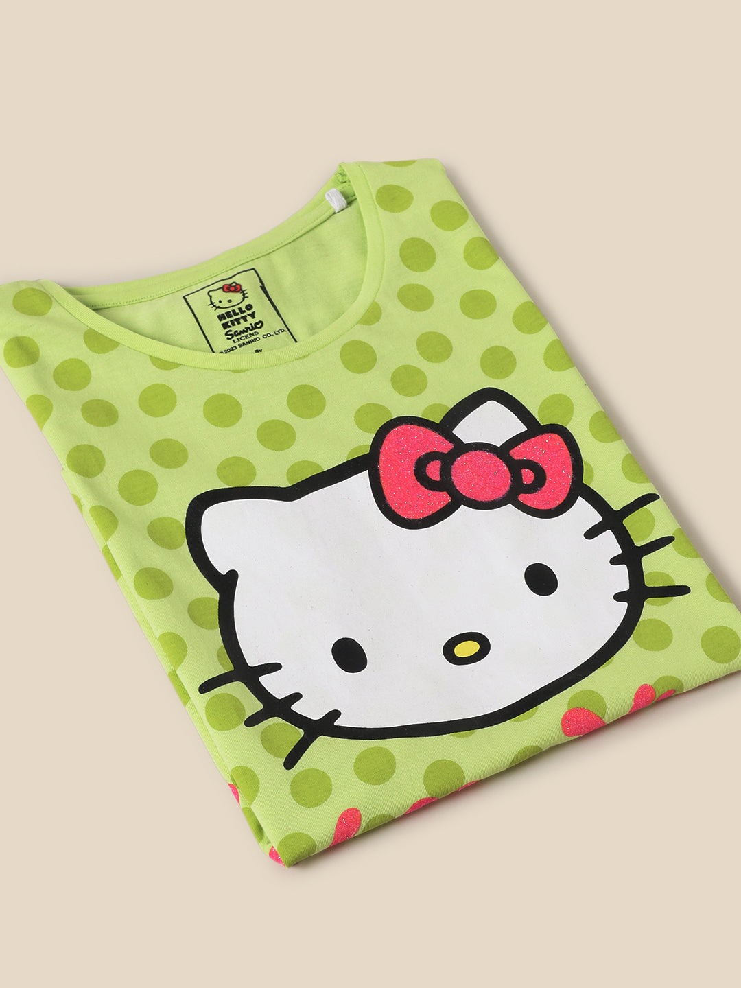 Kids Girls Hello Kitty Green T-Shirt