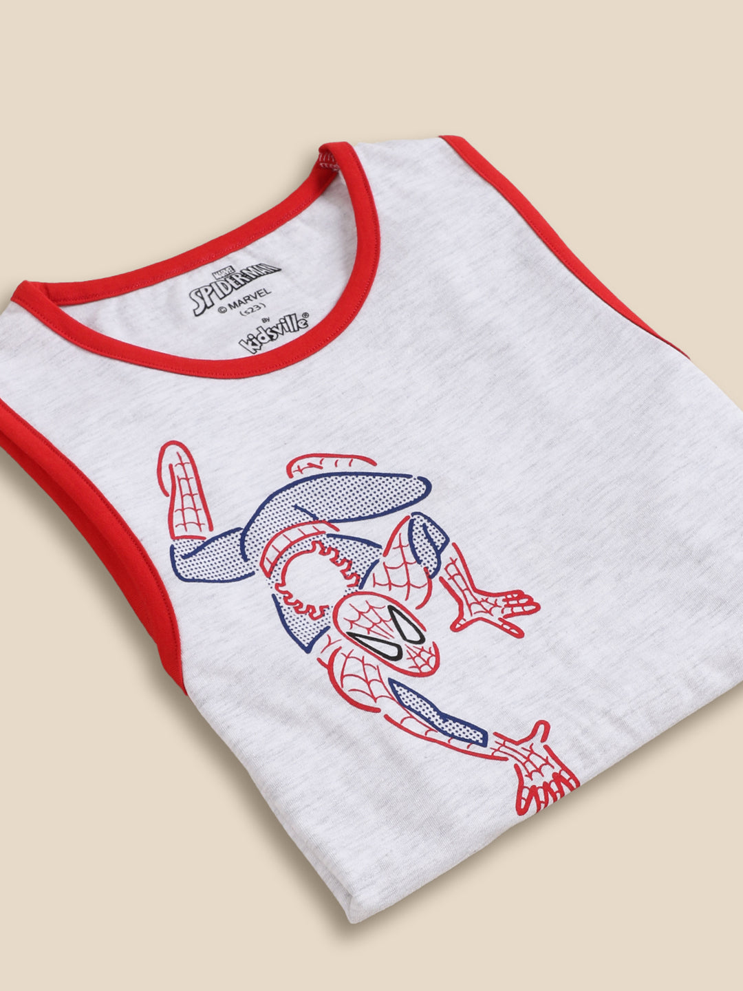 Kids Boys Spiderman Grey Melange Tank Tshirt