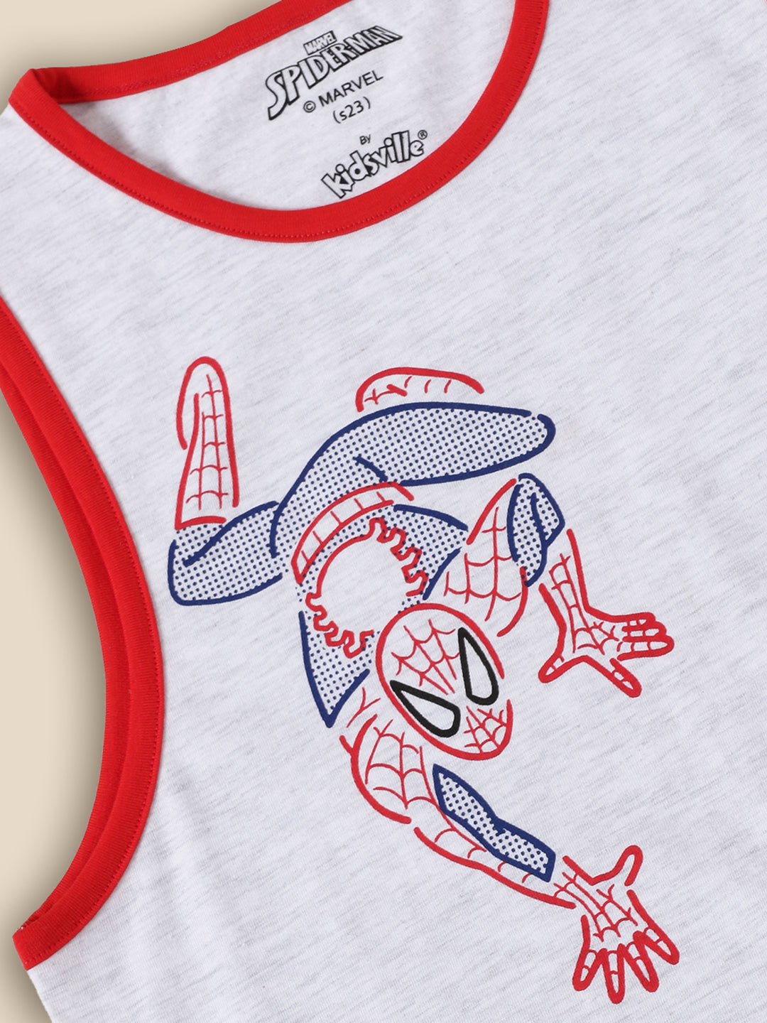 Kids Boys Spiderman Grey Melange Tank Tshirt