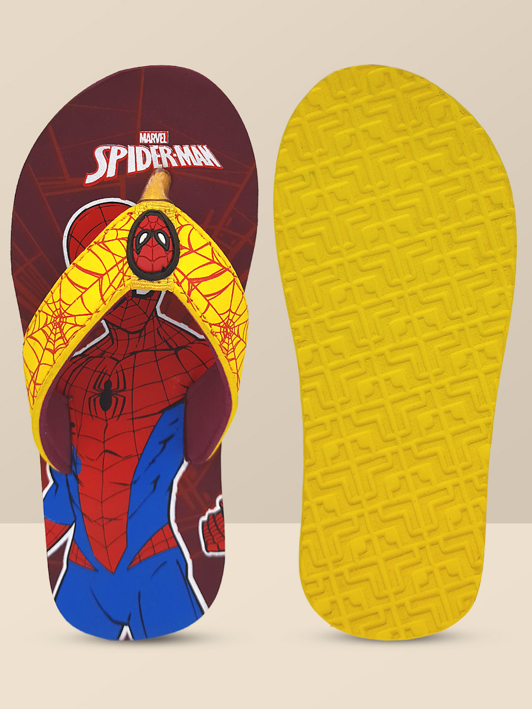 Spiderman Maroon Flip-Flops For Kids Boys