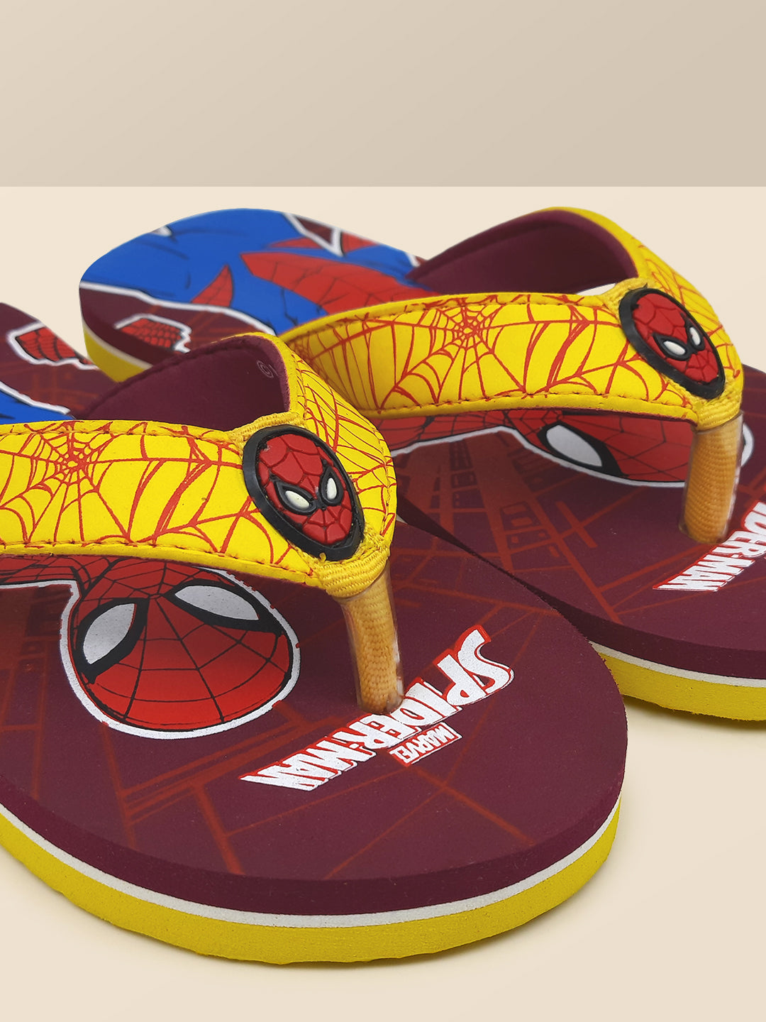 Spiderman Maroon Flip-Flops For Kids Boys