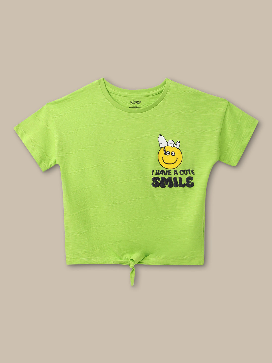 Peanuts Printed Green Tshirt For Girls