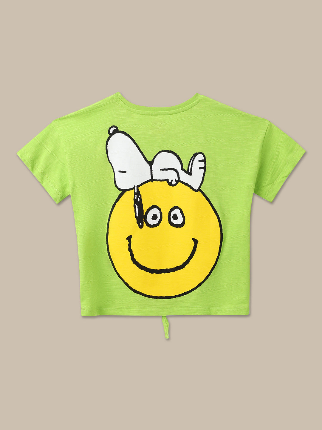 Peanuts Printed Green Tshirt For Girls