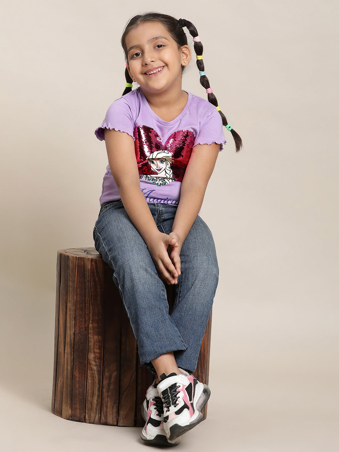 Frozen Printed Purple Tshirt For Girls