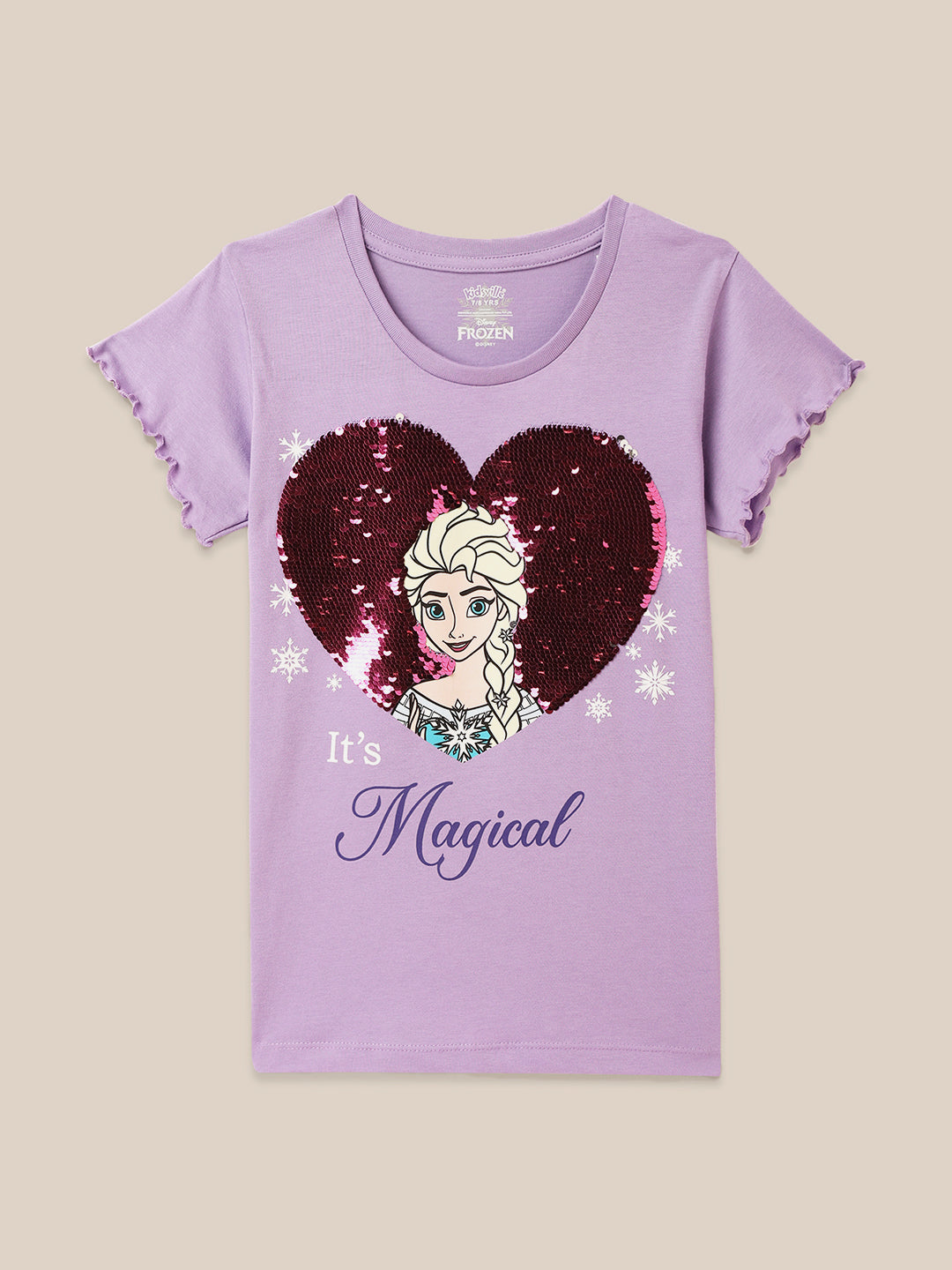Frozen Printed Purple Tshirt For Girls