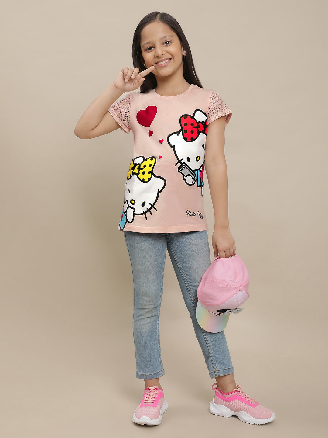 Hello Kitty Printed Multi Color Tshirt For Girls