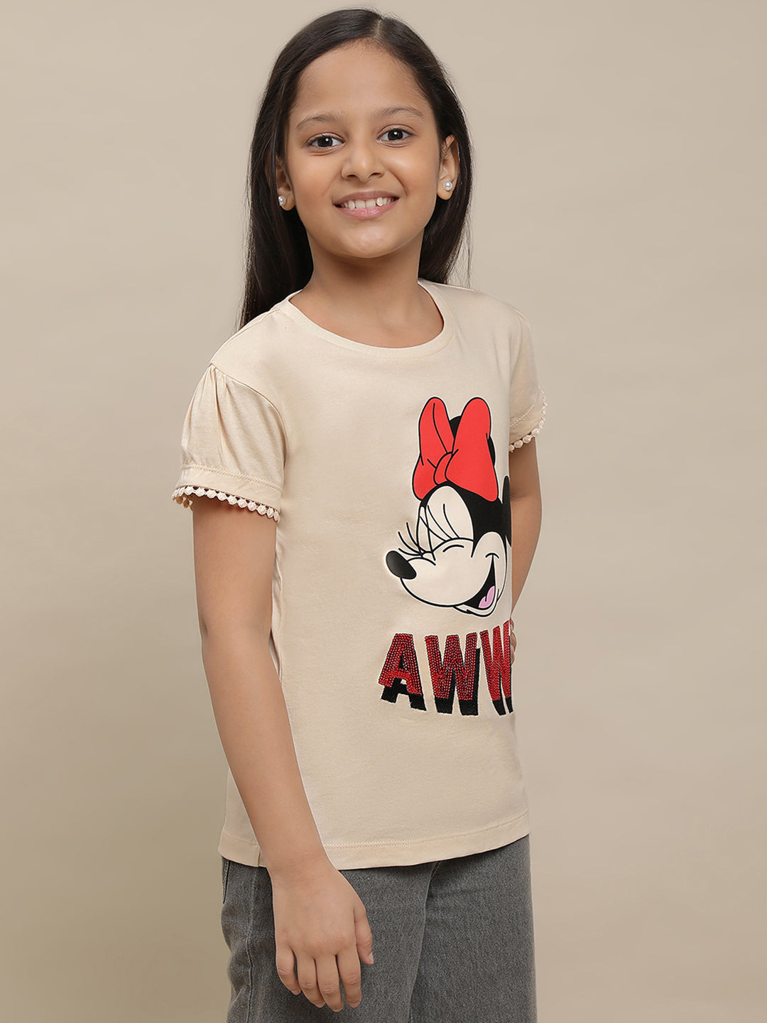 Mickey & Friends Brown Tshirt For Girls