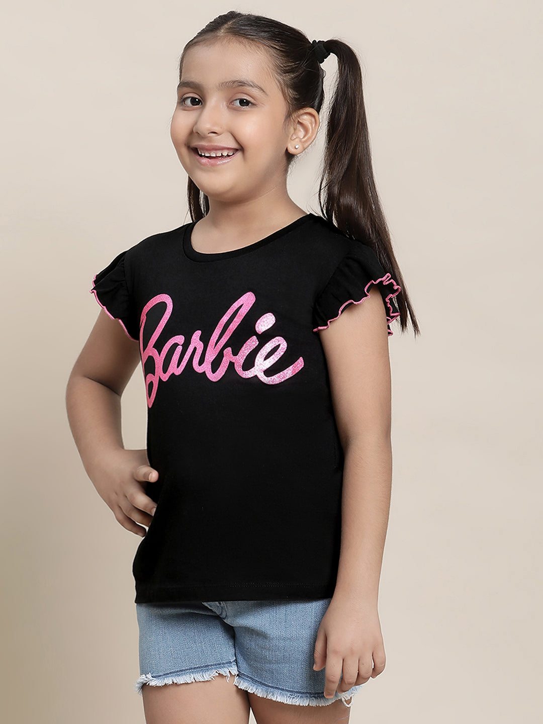 Barbie Black Tshirt For Girls