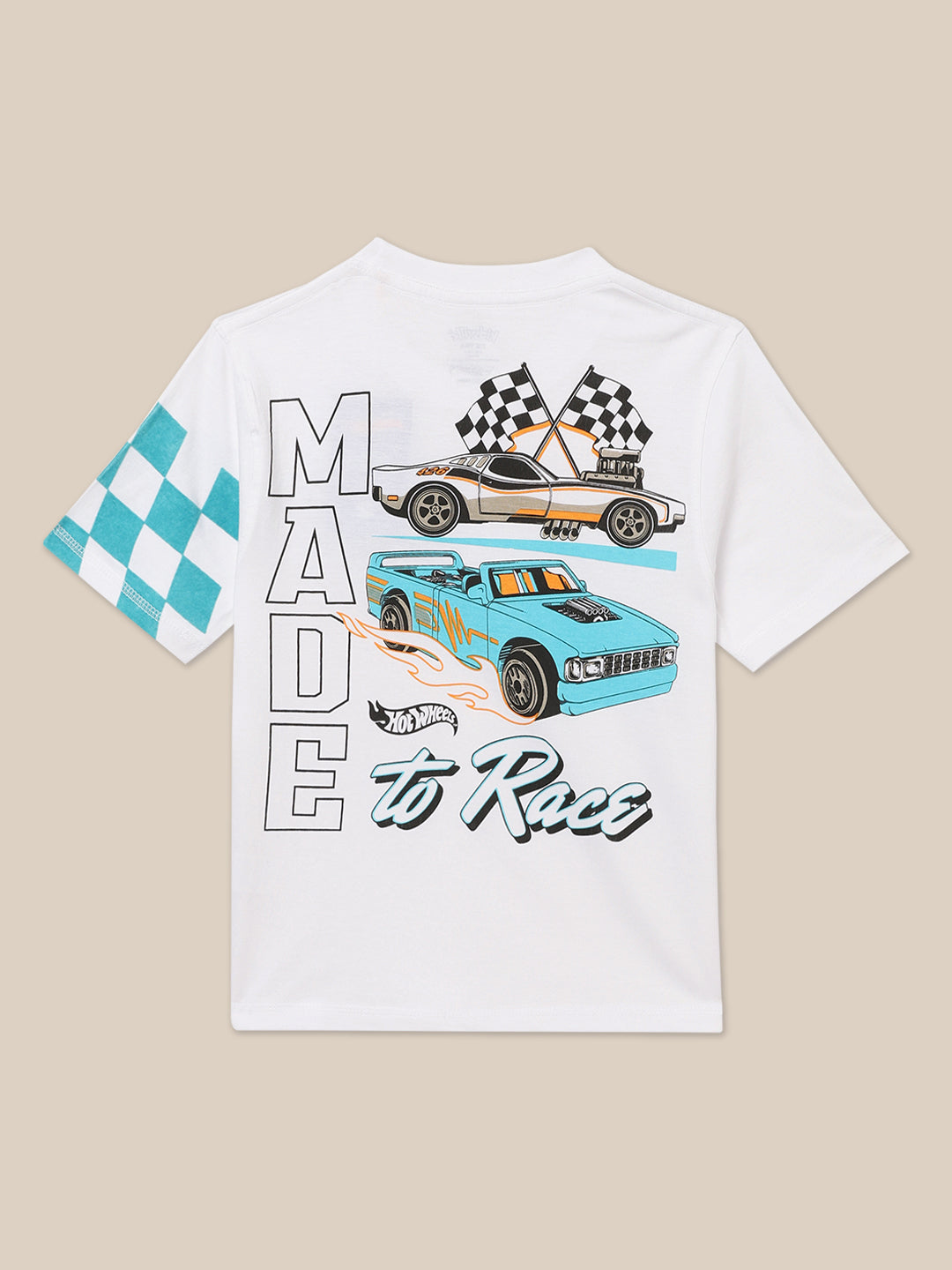 Hot Wheels White Tshirt For Boys