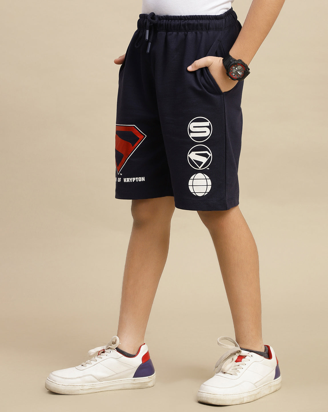 Superman:Legacy Printed Regular Fit Shorts For Boys