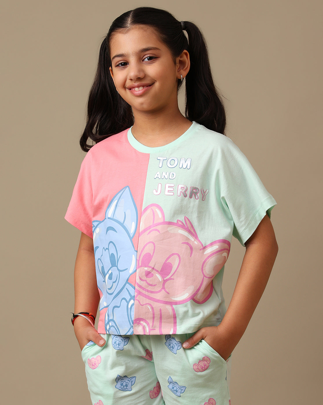 Tom & Jerry Printed Oversized Fit Tshirt For Girls