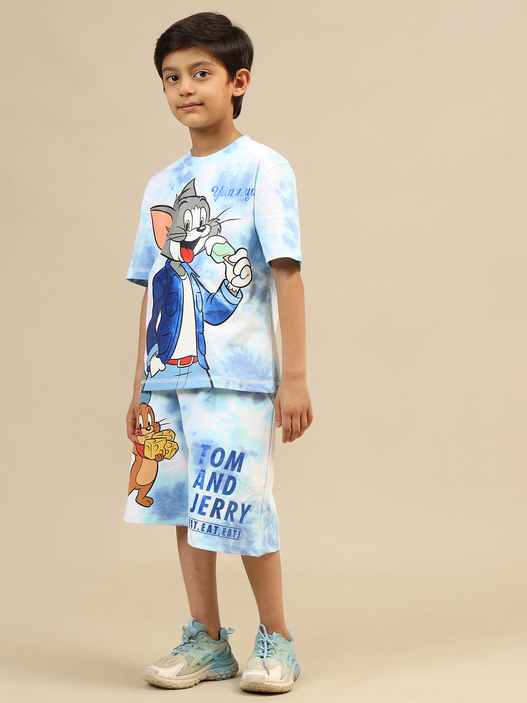 Tom & Jerry Printed T-shirt & Shorts Co-ords Set For Boys