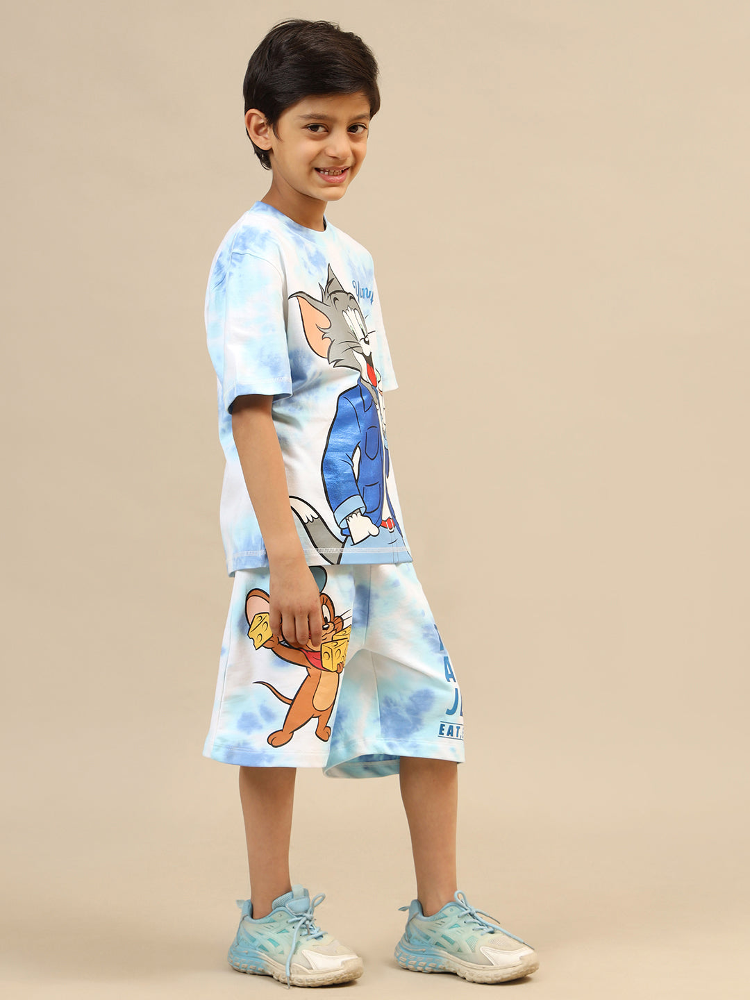 Tom & Jerry Printed T-shirt & Shorts Co-ords Set For Boys