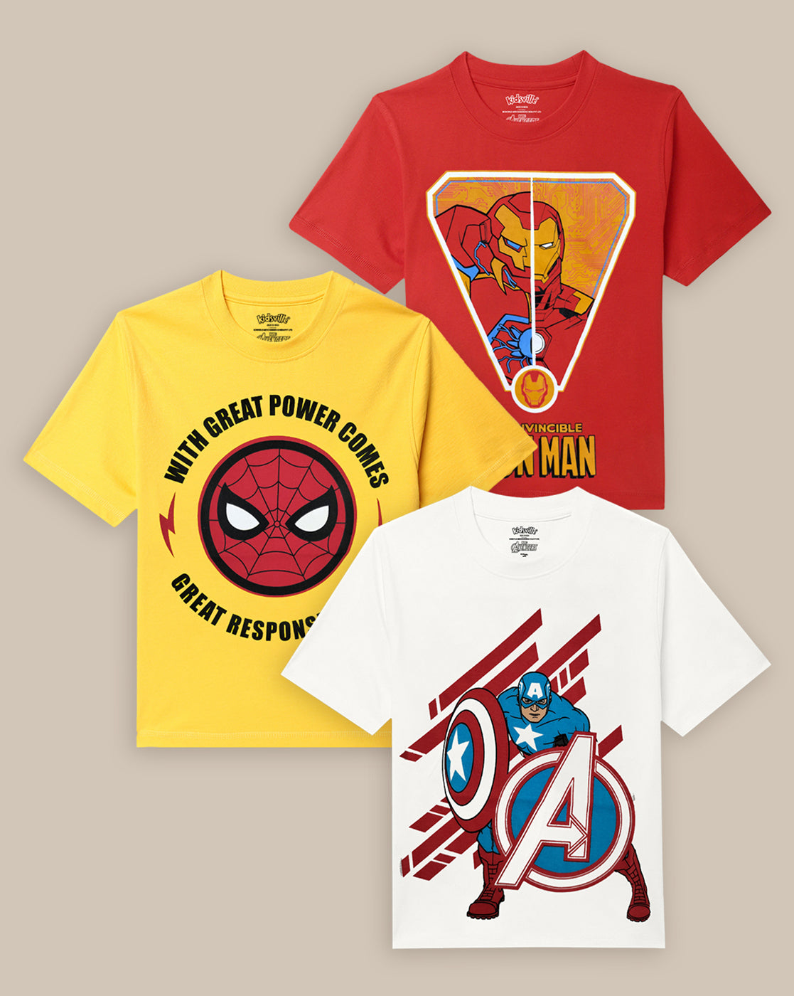 Avengers Pack Of 3 T-Shirts  Boys