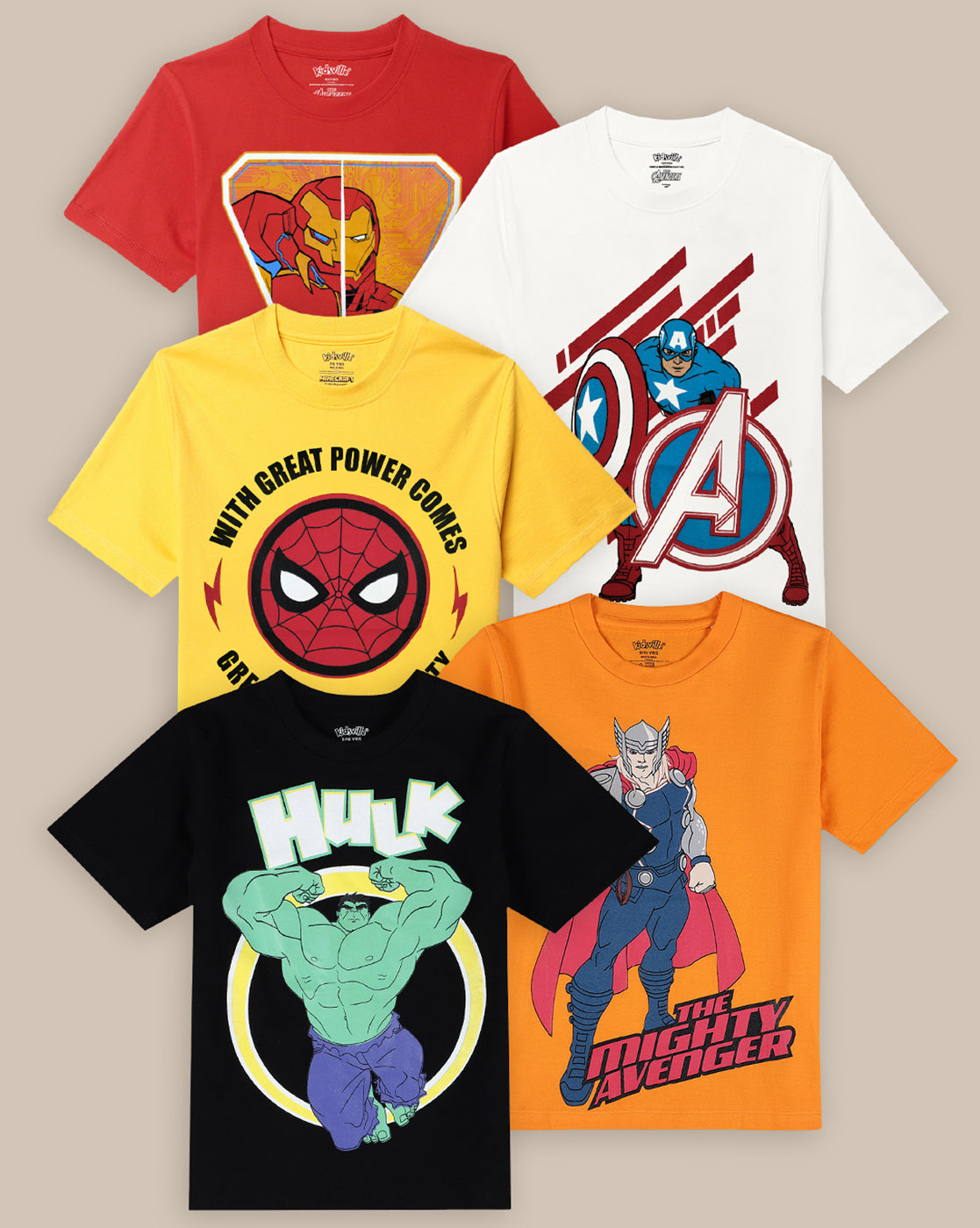 Avengers Pack Of 5 T-Shirts  Boys