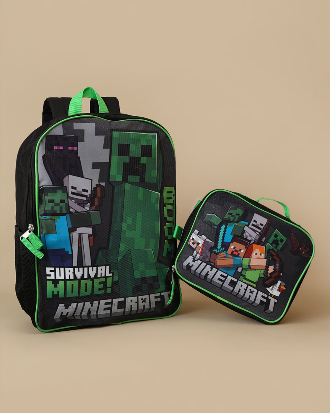 Minecraft Backpack with Lunch Bag for Boys & Girls | Set of 2