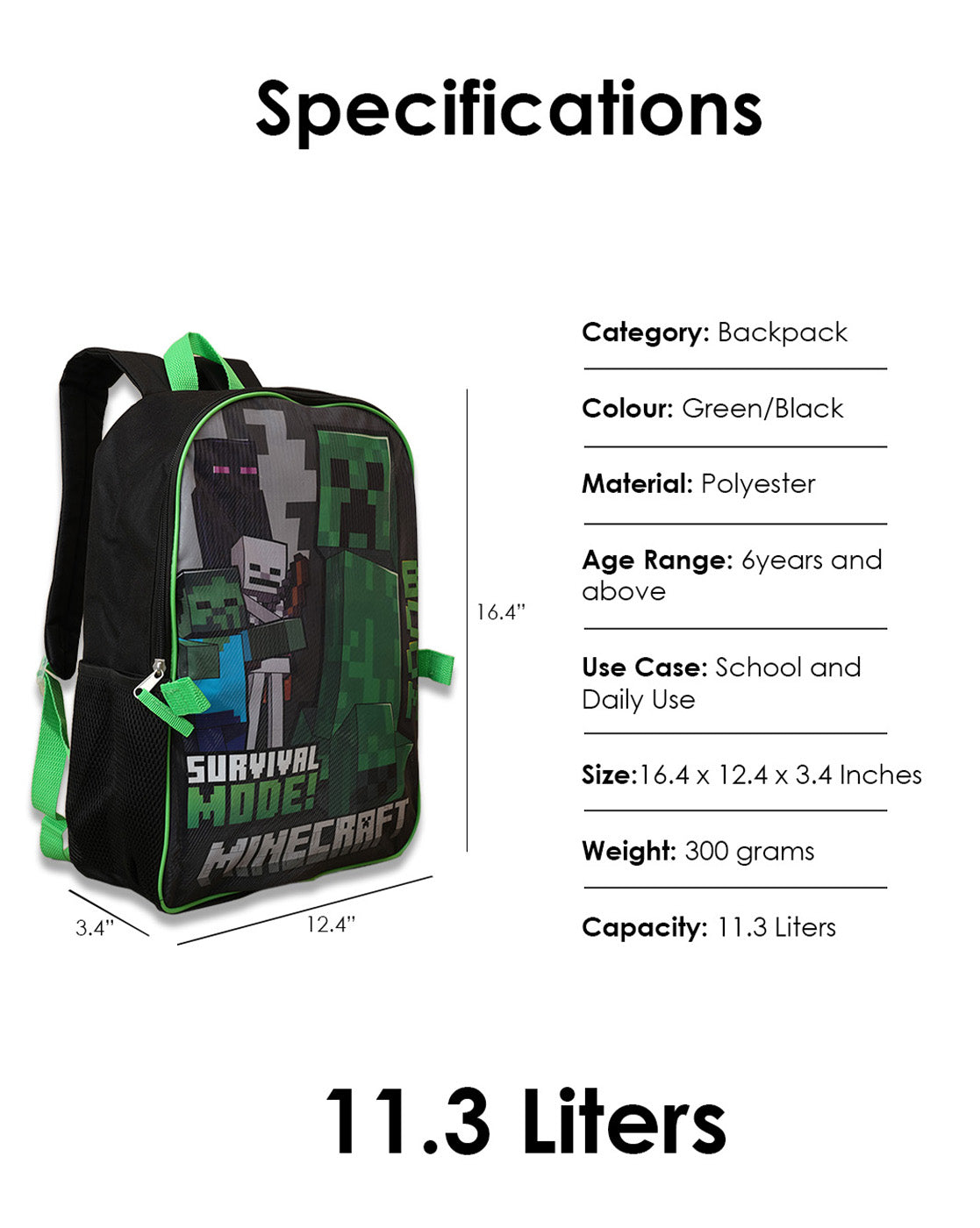 Minecraft Backpack with Lunch Bag for Boys & Girls | Set of 2