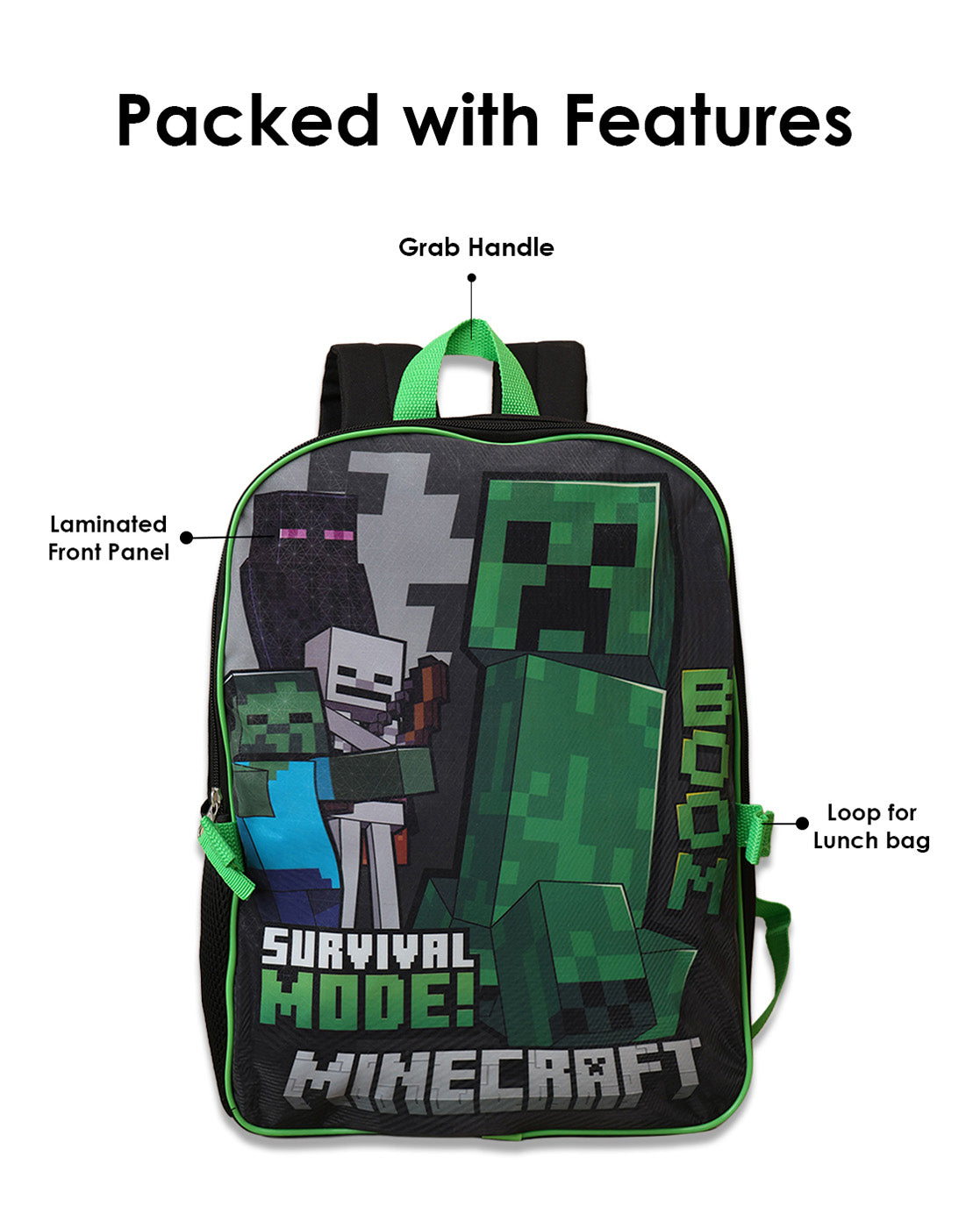 Minecraft Backpack with Lunch Bag for Boys & Girls | Set of 2