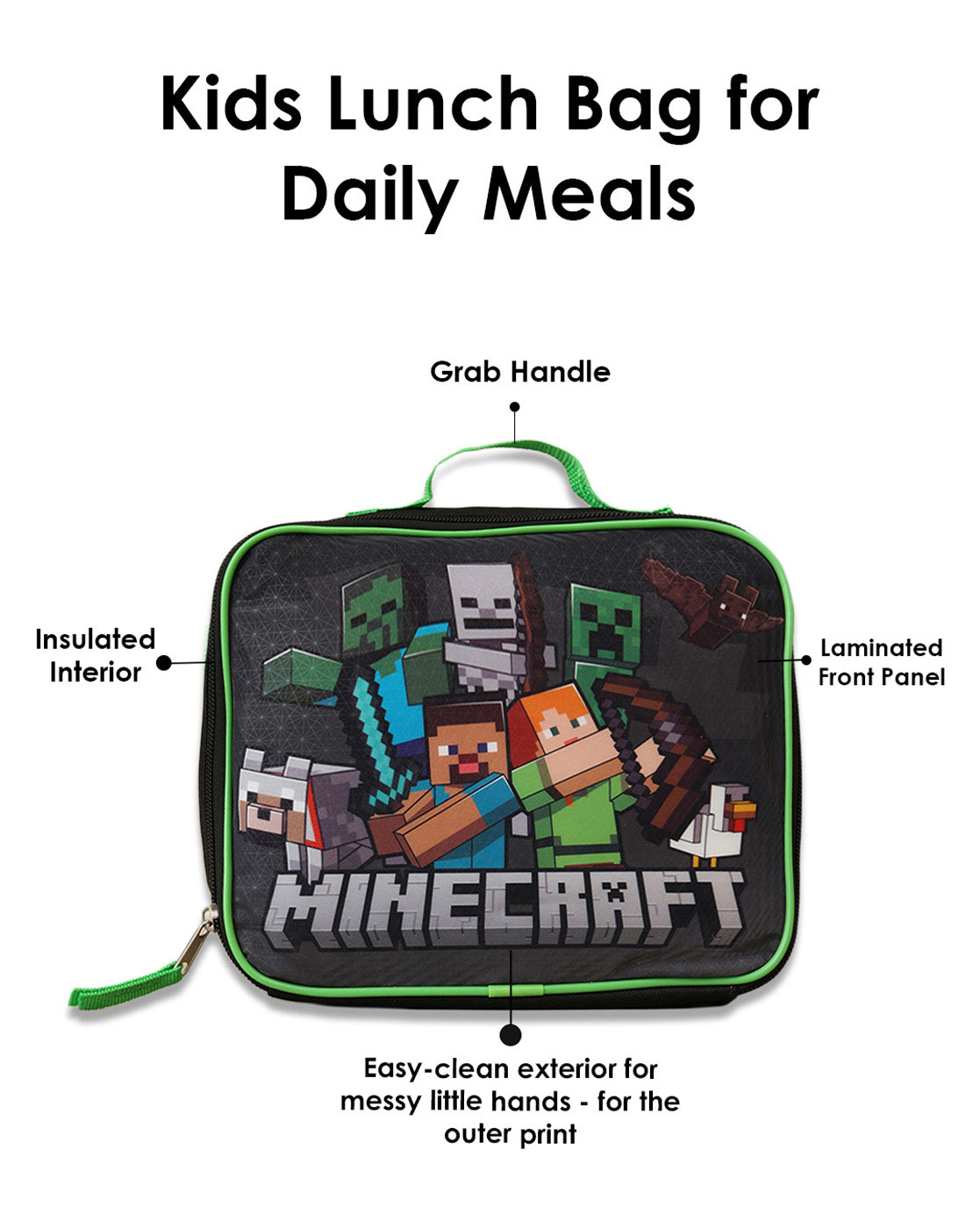Minecraft Backpack with Lunch Bag for Boys & Girls | Set of 2