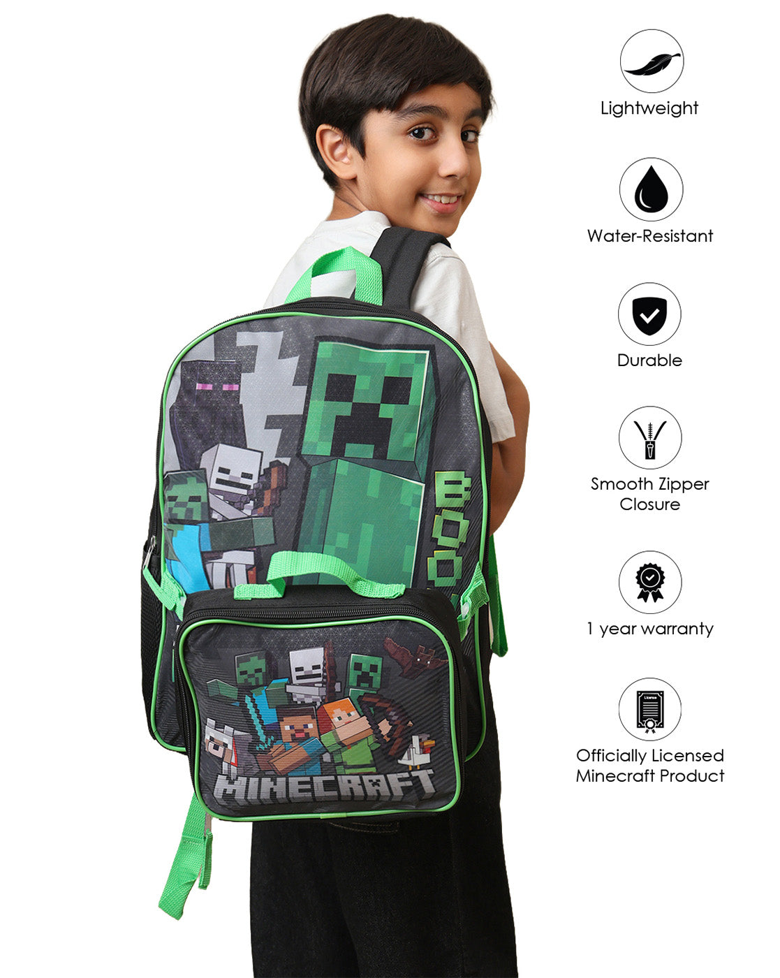Minecraft Backpack with Lunch Bag for Boys & Girls | Set of 2