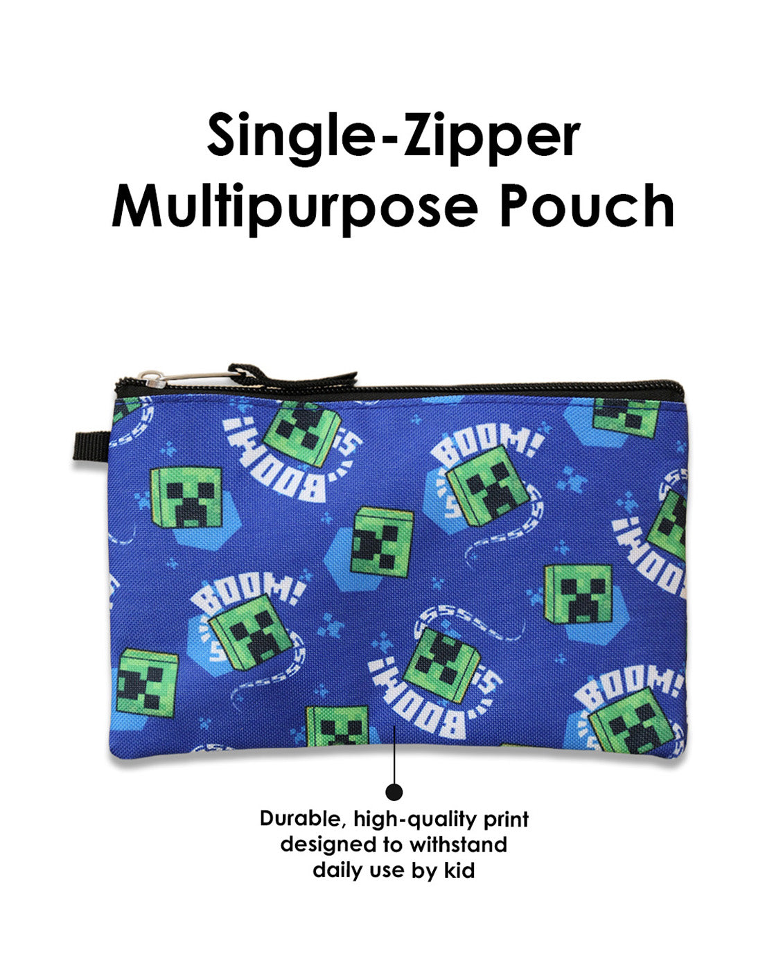 Minecraft Backpack with Lunch Bag & Pencil Pouch for Boys & Girls | School Bag Set of 3 (Keychain Included)